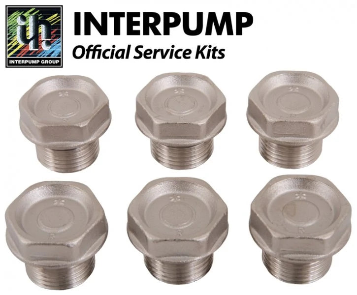 Interpump KIT5 valve caps with O-rings set of six for pressure washers, Rutland Pumps