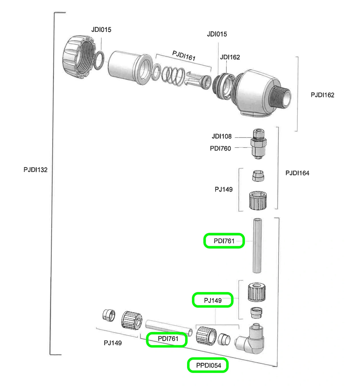 Dosatron D3 External Injector Elbow Sub Assembly PPDI054