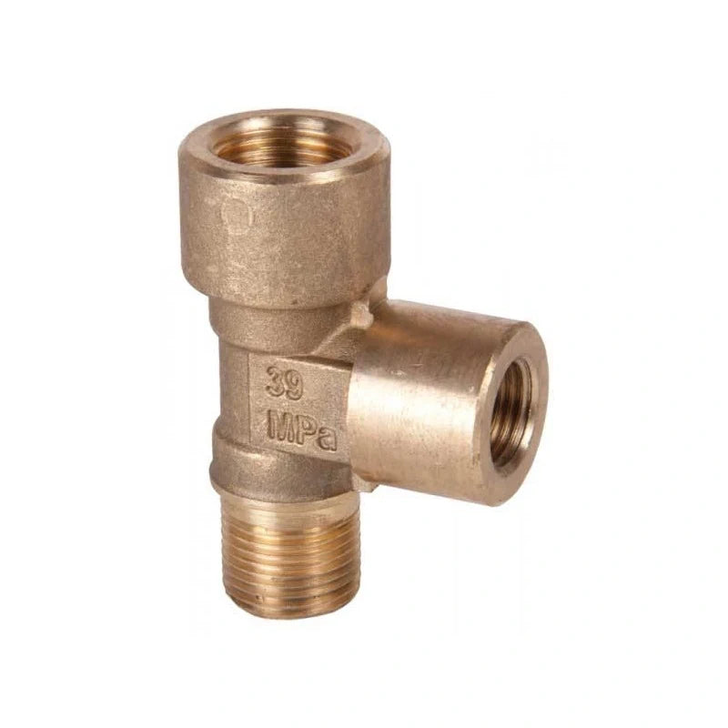 HP Brass MxFxF Fixed Tee 3/8" BSPM x 3/8" x 1/4" BSPF