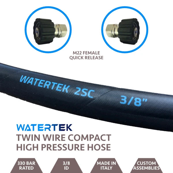 Watertek Twin Wire Compact Hose 2m M22F