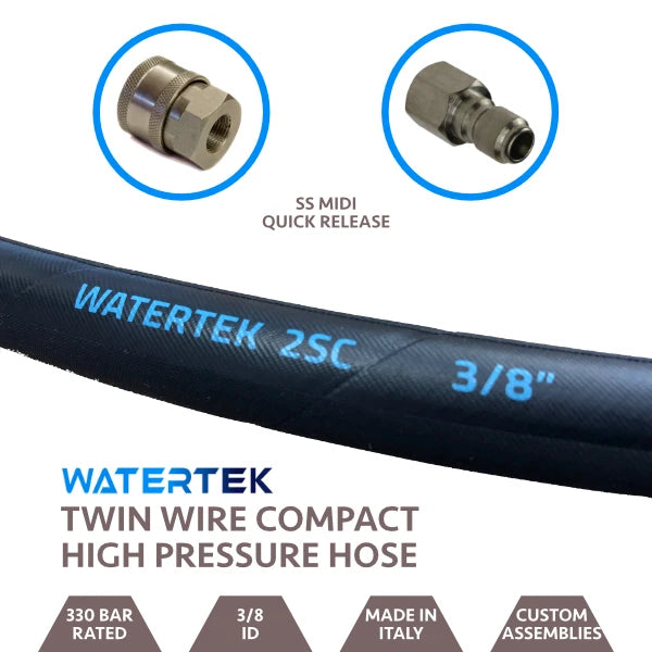 Watertek Twin Wire Compact Hose 100m Midi Quick Release