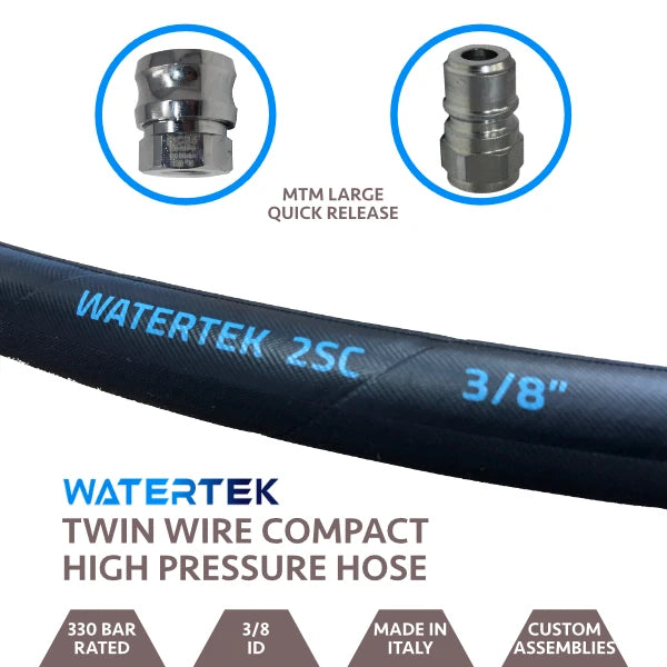 Watertek Twin Wire Compact Hose 15m Large Quick Release