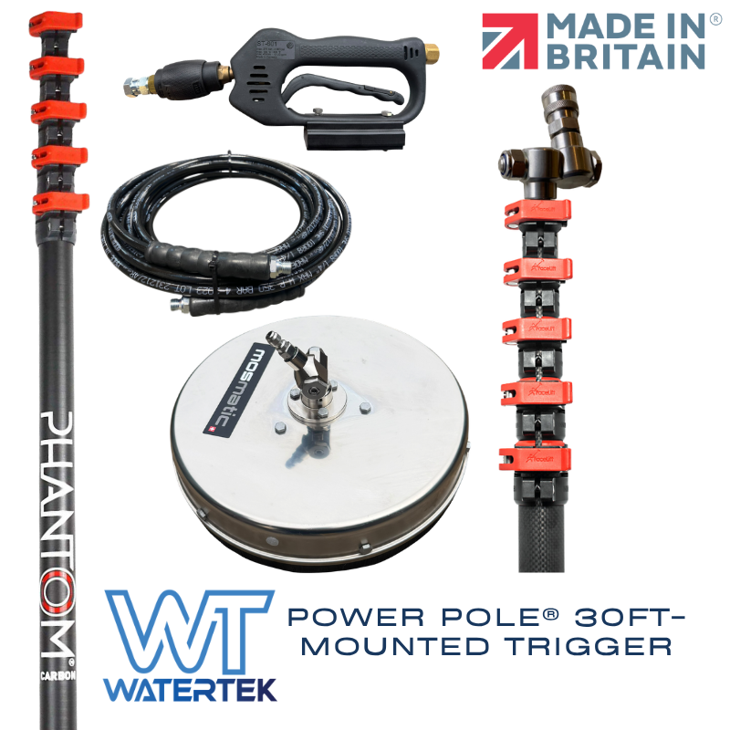 Watertek® Complete PowerPole® Bolt On Trigger Kit with 12" Mosmatic Flat Surface Cleaner