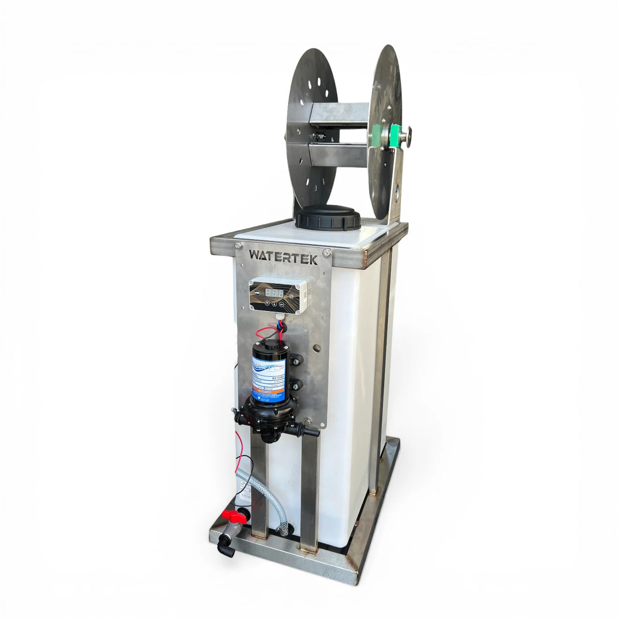 Watertek SoftWash 12v System 105L Tank and Frame V116 Control with 11LPM Everflo 50m Reel