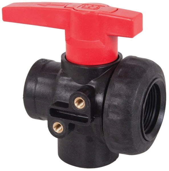 Polypropylene 3 Way T Port Ball Valve 1" BSPF