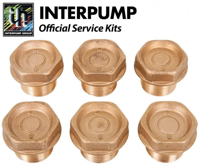 Interpump KIT4 brass valve caps with O-rings, official service kit from Rutland Pumps
