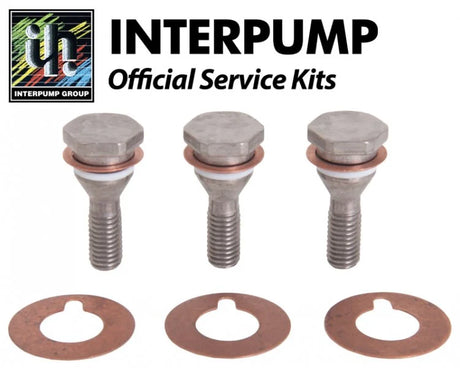 Interpump service kit with three piston bolts, rings, and washers for pressure washers
