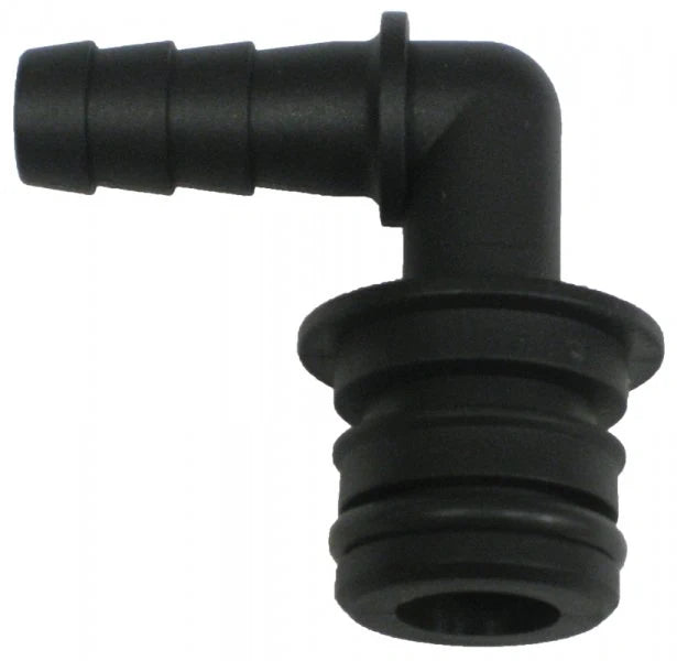 Everflo 90-degree Polypropylene Quick Connect Port Adaptor 19mm QC x 3/8Inch Hose Barb