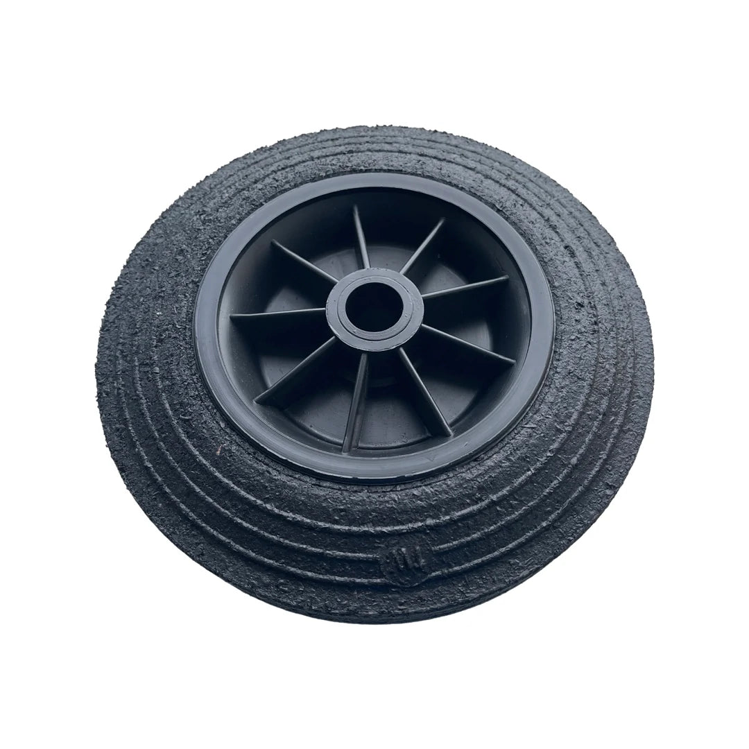 Solid Rubber Wheel 200mm Black Polypropylene Hub 20mm ID
