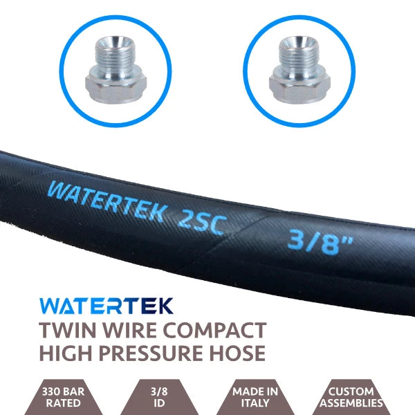 Watertek Twin Wire Compact Hose 1m 3/8" BSPM