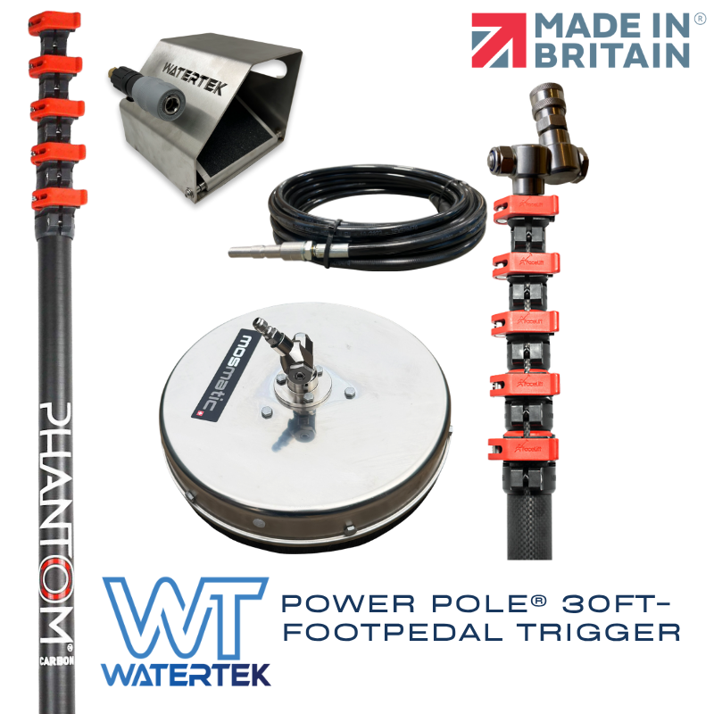 Watertek® Complete PowerPole® Foot Pedal Kit with 12" Mosmatic Flat Surface Cleaner