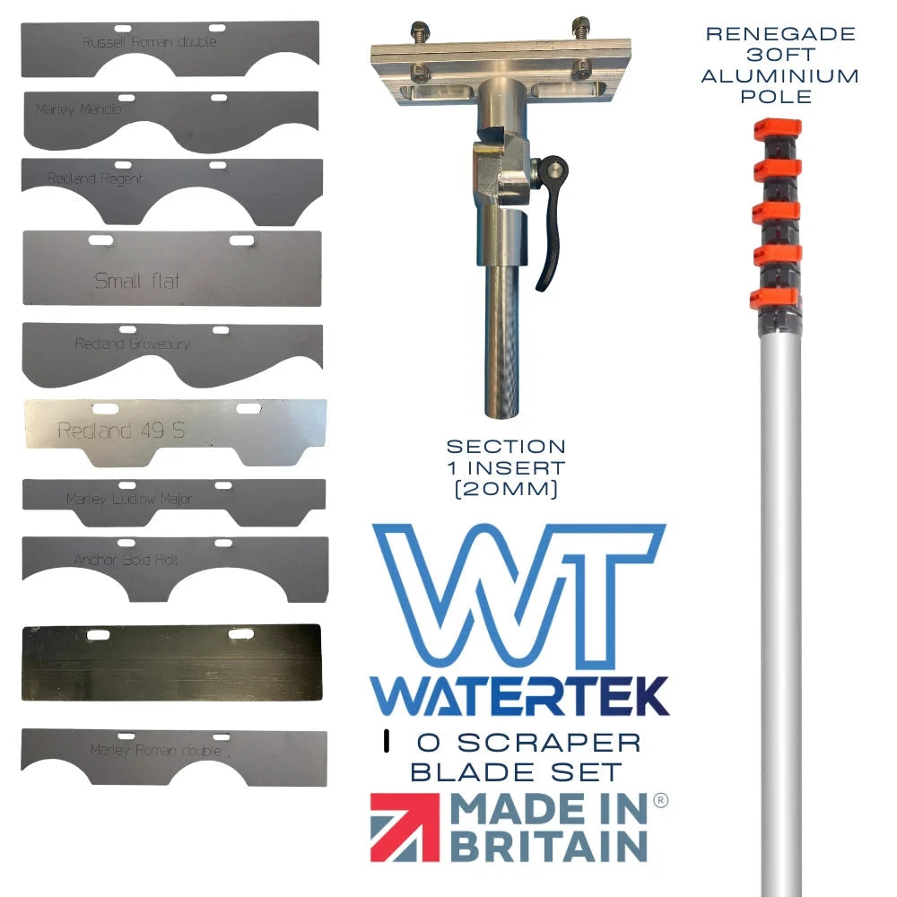 Watertek® Scraper Set 10 Blade Single Head with 30 Foot Renegade Pole