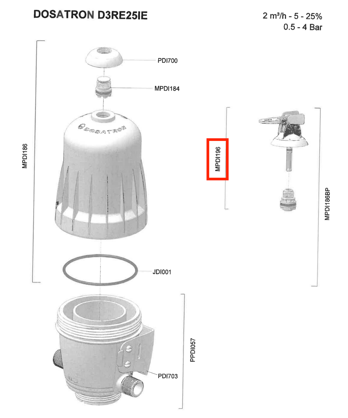 Dosatron D3 Bypass Valve MPDI196