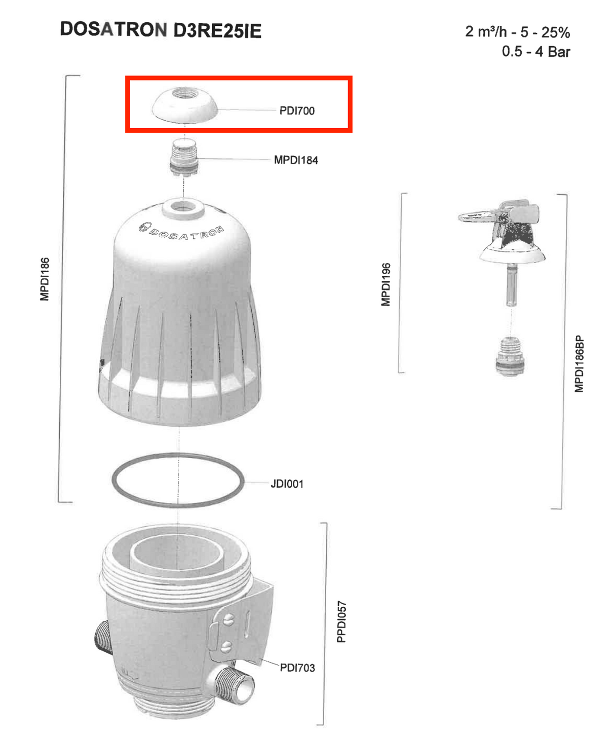 Dosatron D3 Bleed Valve Cap PDI700