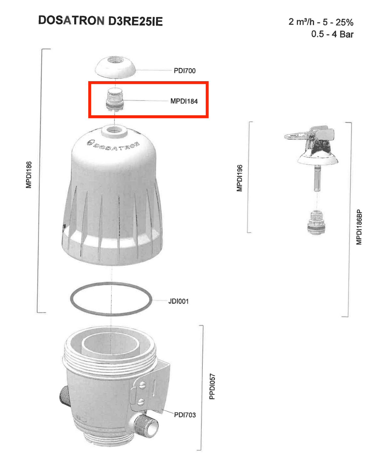 Dosatron D3 Bleed Valve MPDI184
