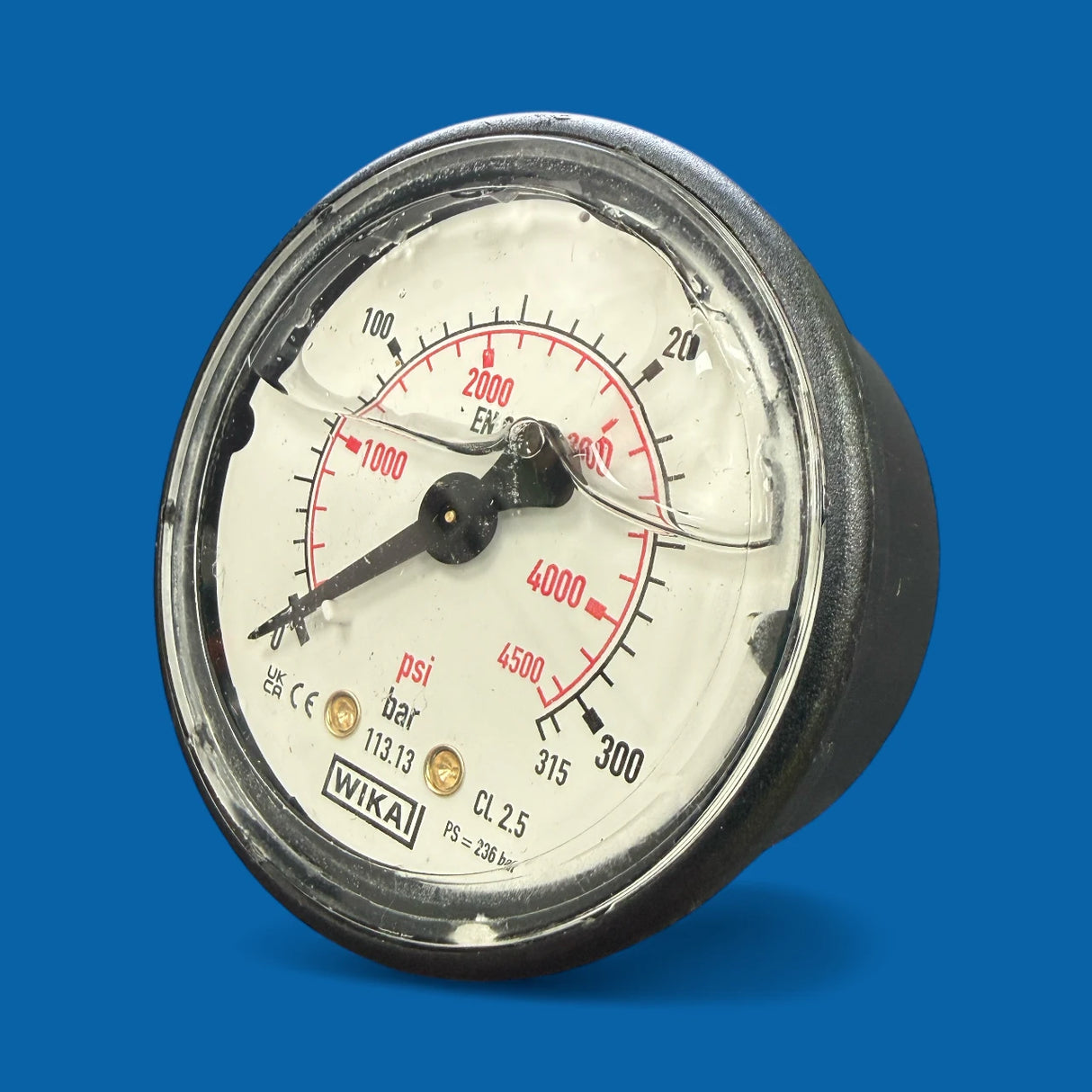 Wika Pressure Gauge 1/4" M Rear Entry 0-315 BAR