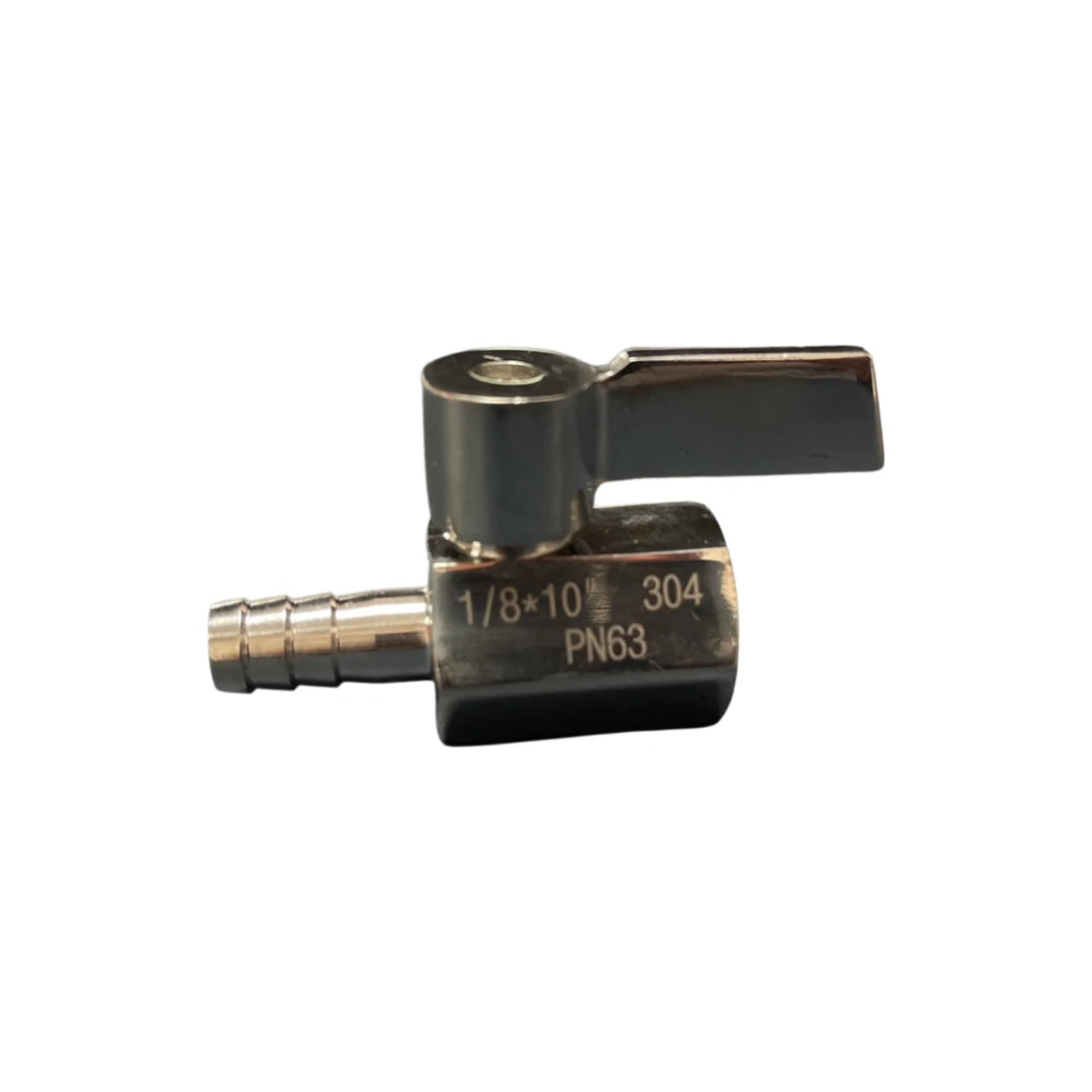Stainless Steel Mini Ball Valve 1/4" BSPF x 10mm Barb