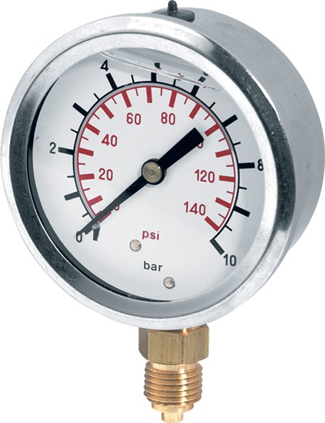 High Pressure Gauge 1/4'' BSP Male Rear Thread 400BAR 63mm Face