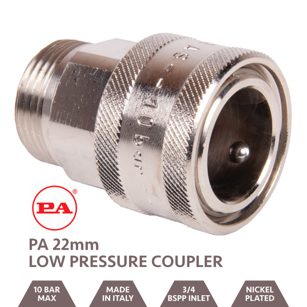 22mm Low Pressure Quick Release Coupling x 3/4'' Male Thread