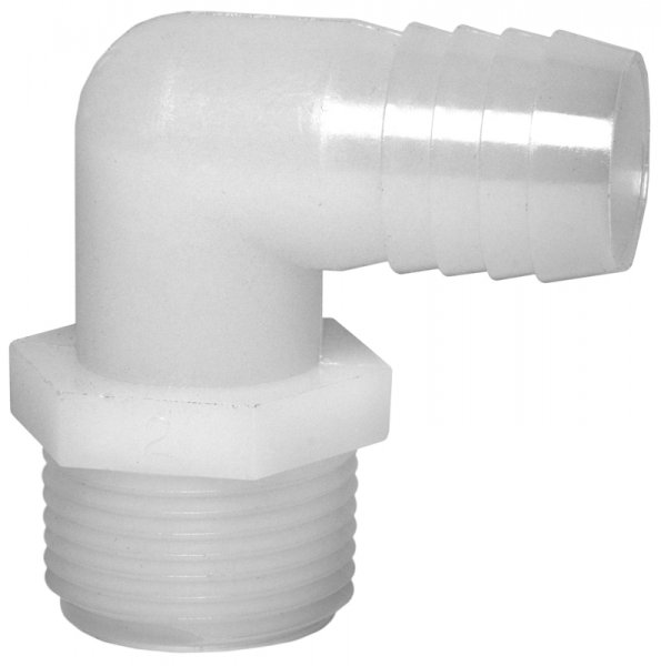 3/8'' NPT Male x 1/2'' Elbow Hose Barb Nylon Adaptor