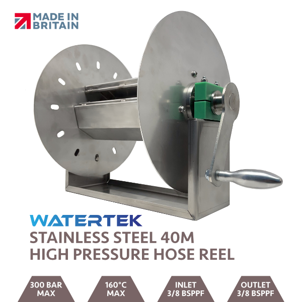 Watertek Pro 40m High Pressure Reel Stainless Steel