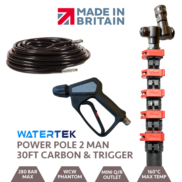 Watertek Two Man Carbon Power Pole 30ft Mini Quick Release In/Out With Hand Trigger