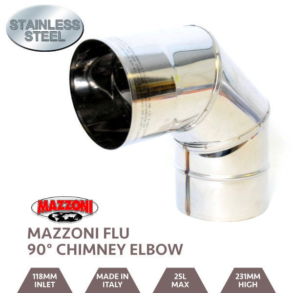 Mazzoni Flu Chimney Extension 120mm 90° Elbow M X F
