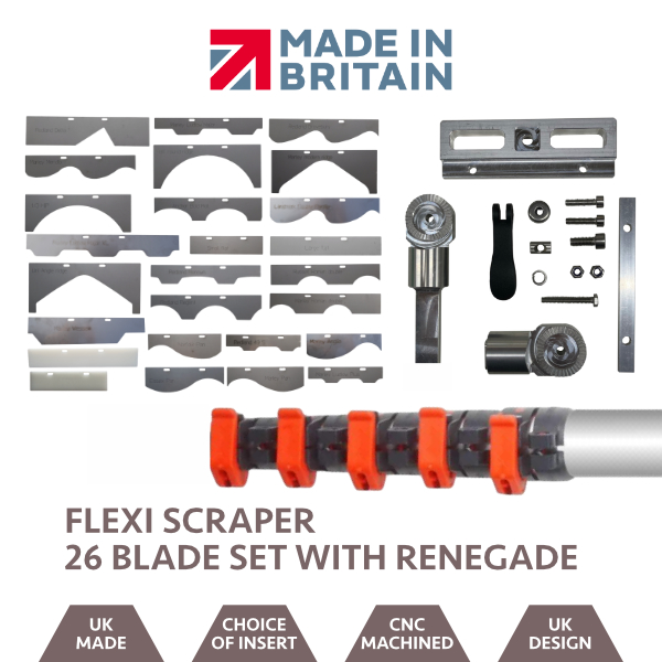 The Flexi Scraper - Original Roof Scraper 26 Blade Set with Renegade Pole