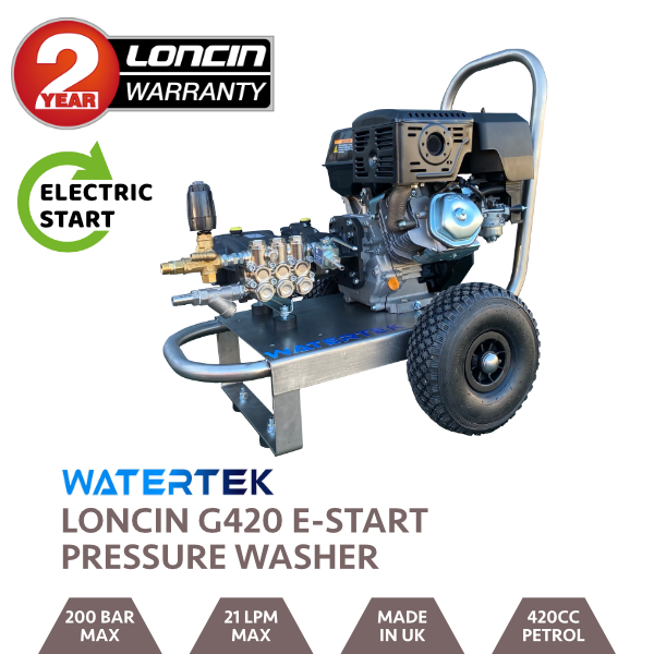 Watertek Pro Loncin G420 E-Start 21LPM 200 Bar Mazzoni Pressure Washer