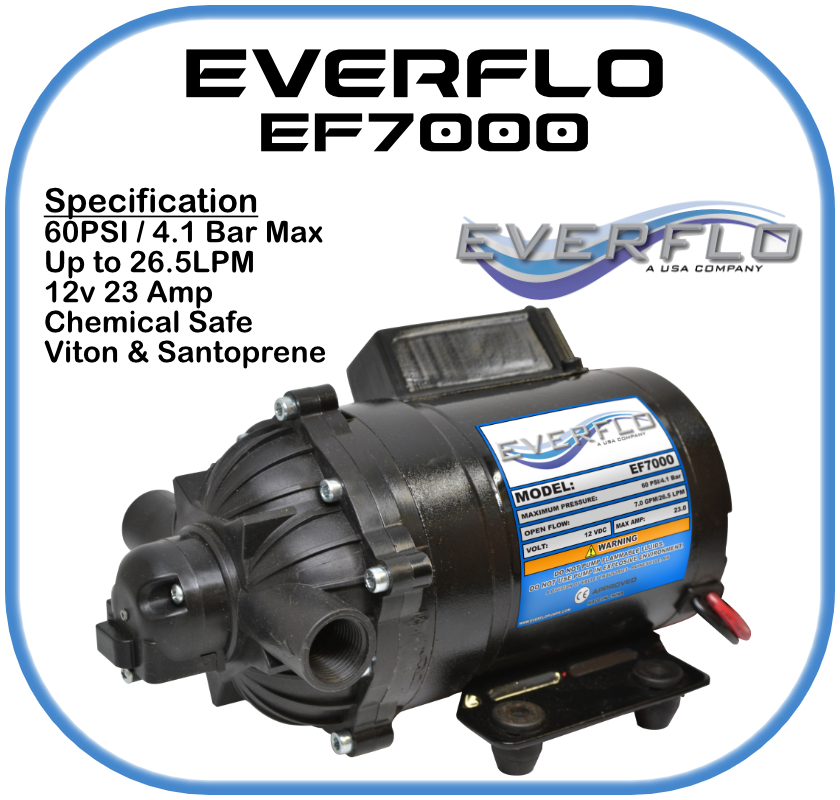 Everflo EF7000 12-Volt Diaphragm Pump, 60 PSI, 7.0 GPM